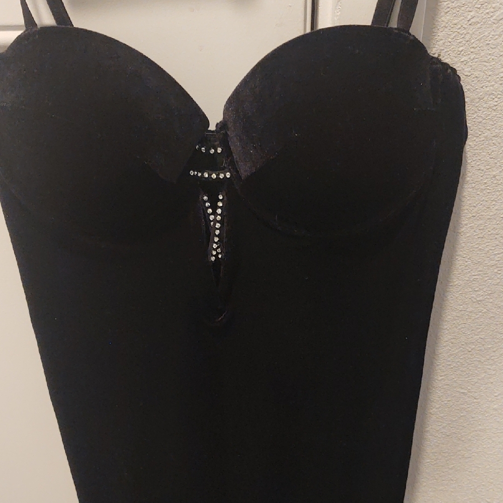 Fredrick's Of Hollywood Women's Black Velour Bustier Dress